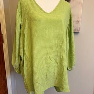 First Love Lime Green Textured Blouse